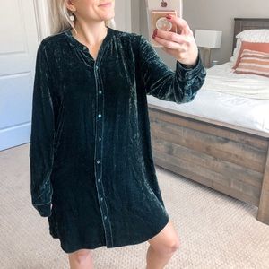 Eileen Fisher Velvet Mandarin Collar Long Shirt M